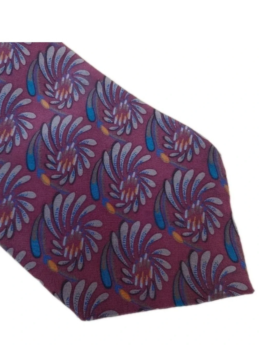 Christian Dior Monsieur Silk Neck Tie Burgundy Floral Star Bursts Vtg USA 4